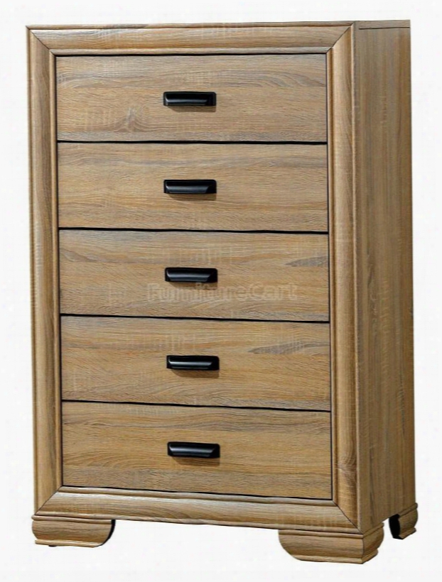 Renee Collection Cm7660c 31" Chest With 5 English Dovetail Drawers Bracket Feet Felt-lined Top Drawer And Faux Wood Veneer Construction In Natural