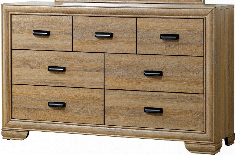 Renee Collection Cm7660d 59" Dresser With 7 English Dovetail Drawers Bracket Feet Felt-lined Top Drawer And Faux Wood Veneer Construction In Natural