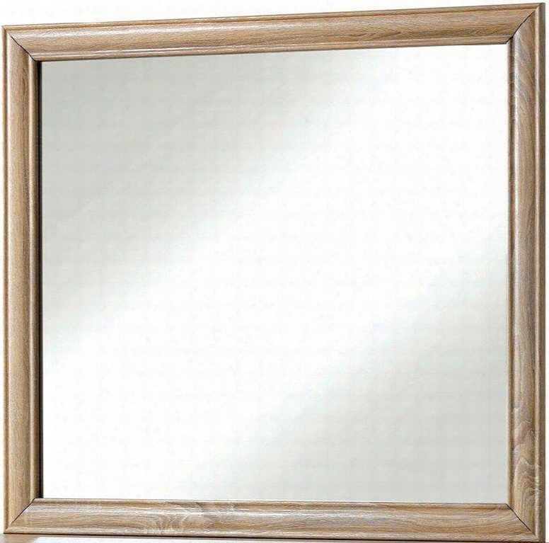 Renee Collection Cm7660m 43" X 38" Mirror With Rectangle Shape Faux Wood Veneers Frame Construction In Natural