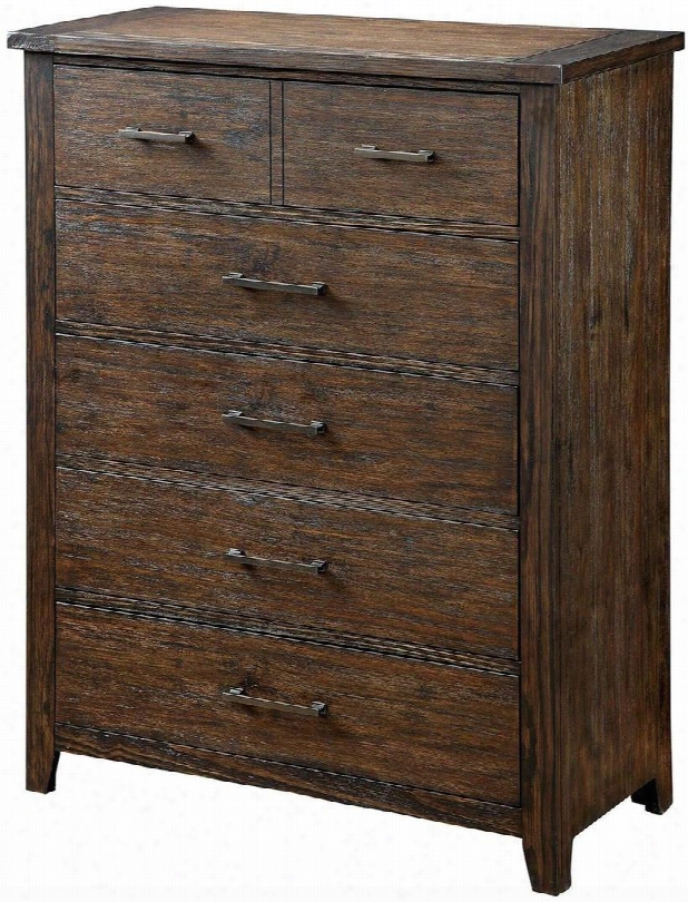 Ribeira Collection Cm7252c 40" Chest With 6 Drawers Metal Hardware Felt-lined Top Drawer Solid Wood And Wood Veneers Construction In Dark Walnut