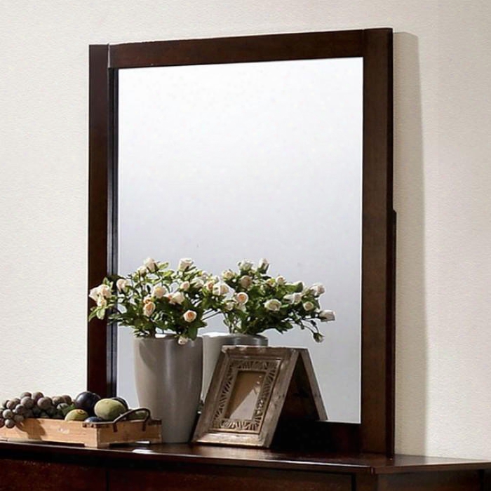 Riggins Collection Cm7070m 34" X 41" Mirror With Rectangular Shape Frame Solid Wood And Wood Veneer Construction In Brown