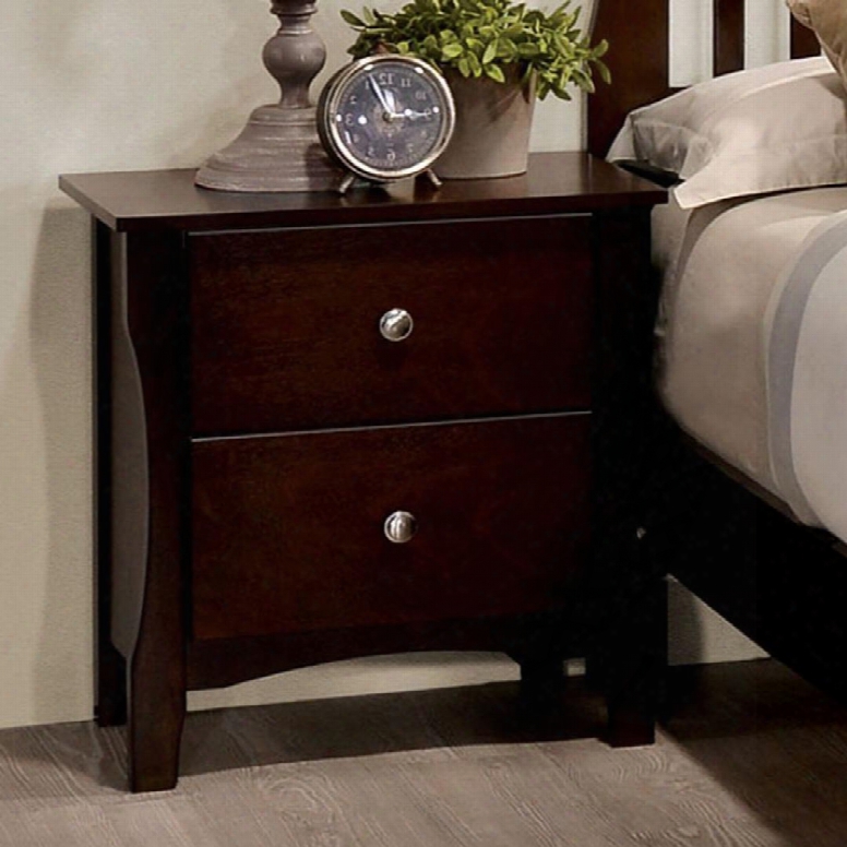 Riggins Collection Cm7070n 22" Nightstand With 2 Drawers Round Silver Drawer Knobs And Tapered Legs In Brown