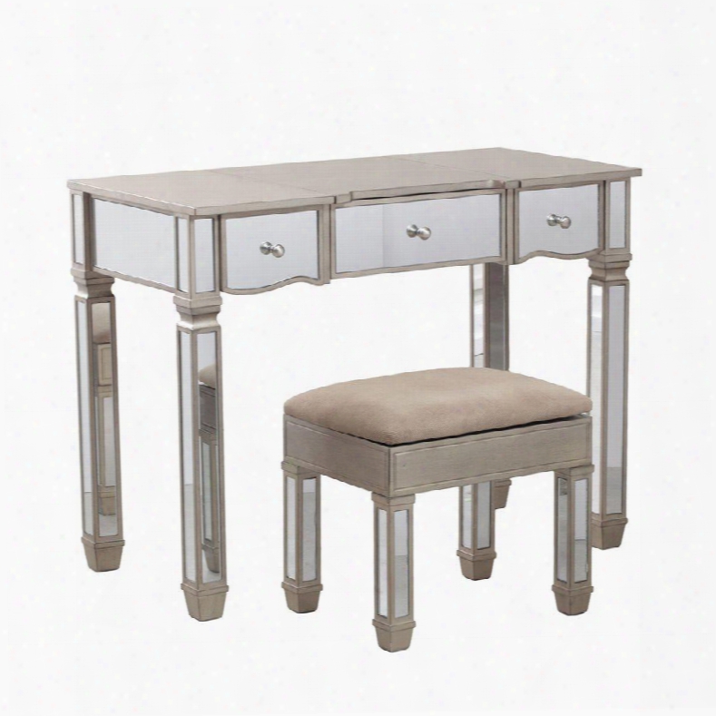 Rodeo Collection 14v8121 39" Vanity With Stool Mirror Accents Flip Up Mirror And Two Drawers In