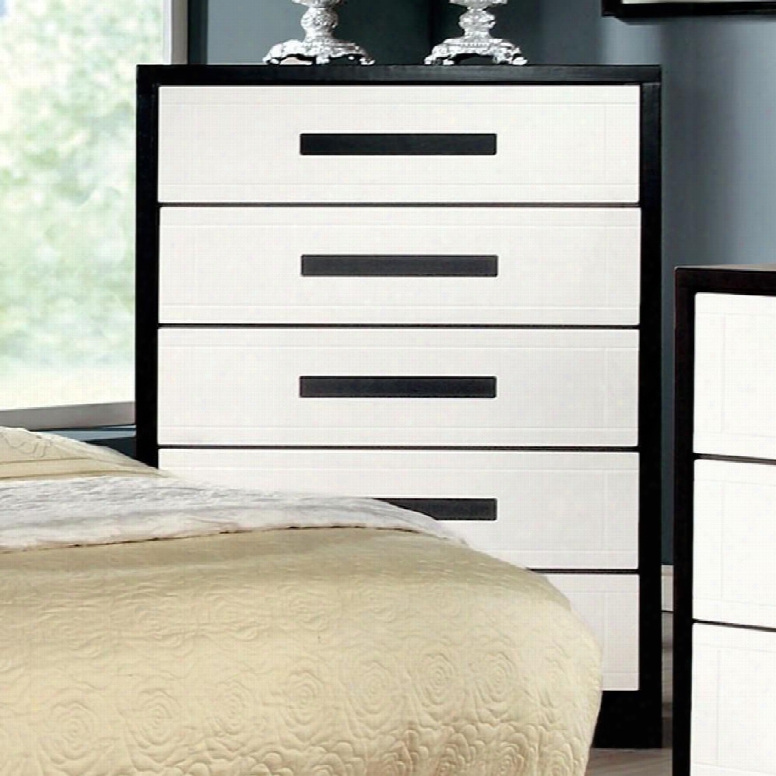 Rutger Coloection Cm7292c 31" Chest With 5 English Dovetails Drawers 2-tone Design Solid Wood And Wood Veneers Construction In White And Black