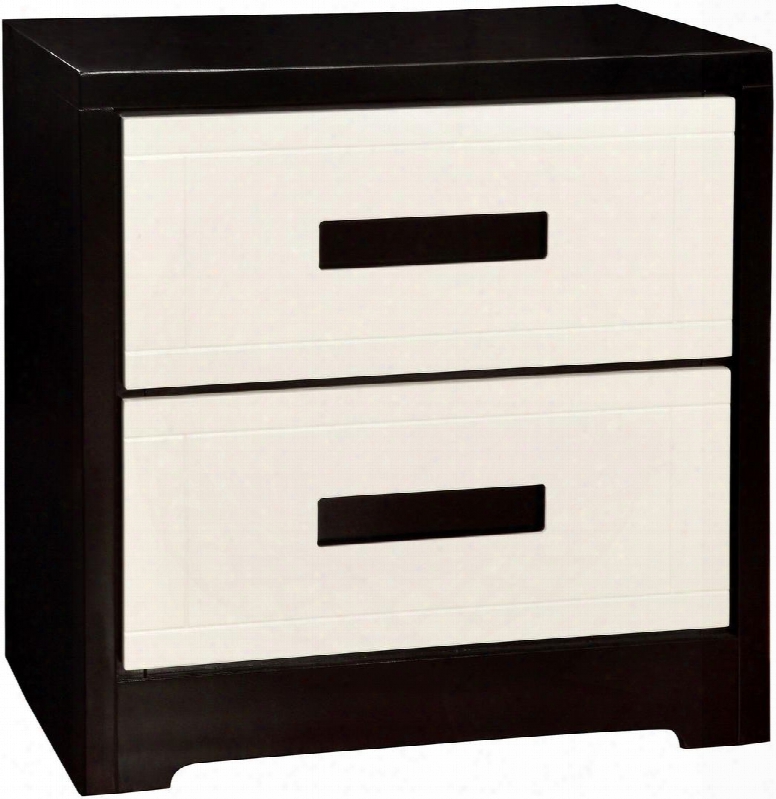 Rutger Collection Cm7292n 23" Nightstand With 2 English Dovetails Drawers 2-tone Design Dense Wood And Wood Veneers Construction In White And Black