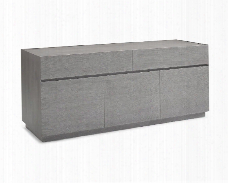 Sb1397gry Serena Buffet Whole Body Gray Oak Veneer 2 Large Drawers And 3 Doors With Self-closing Hardware 1 Woodenshelf Inside Each