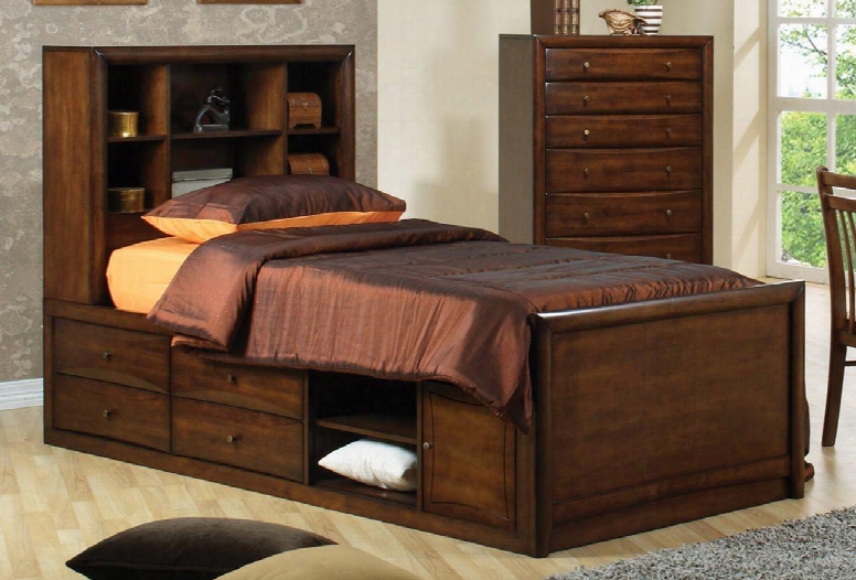 Scottsdale Collection 400280tset 2 Pc Bedroom Set With Twin Size Bed + Chest In Warm Brown