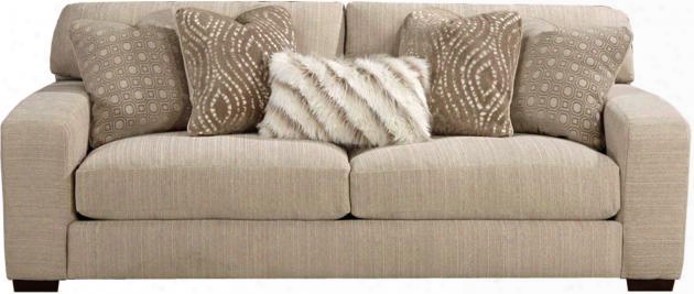 Serena Collection 2276-03 2747-21/2782-21 94" Sofa With Chenille Fabric Upholstery Five Pillows And Wide Track Arms In Oyster And