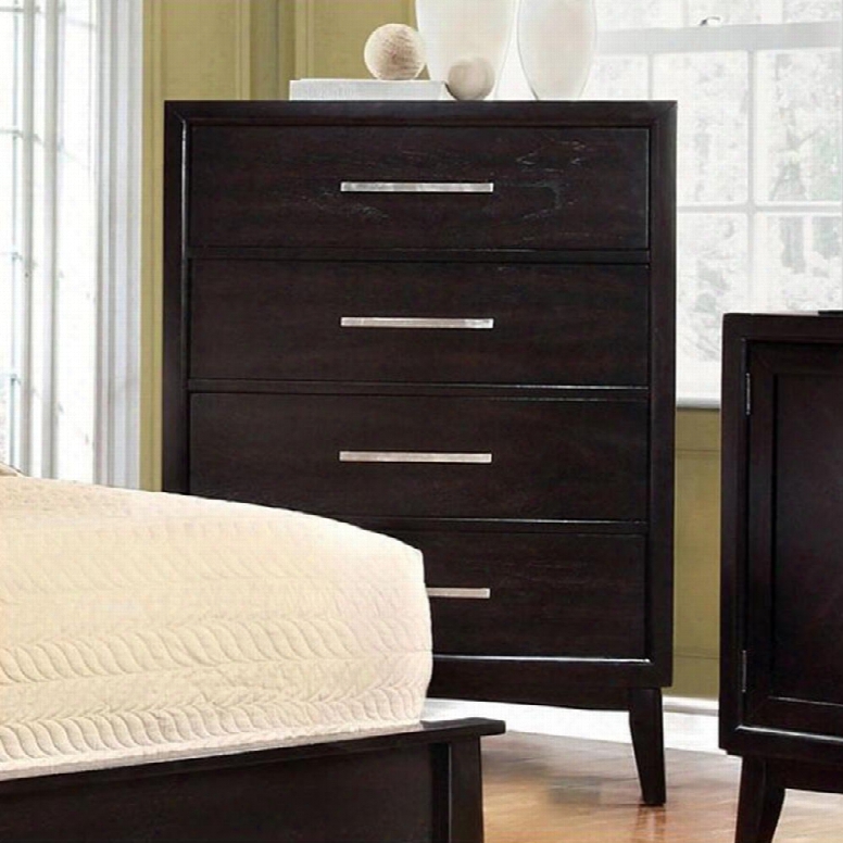 Snyder Collection Cm7792ex-c 34" Chest With 4 Drawers Center Metal Glides Chrome Handles Solid Wood And Wood Veneers Construction In Espresso