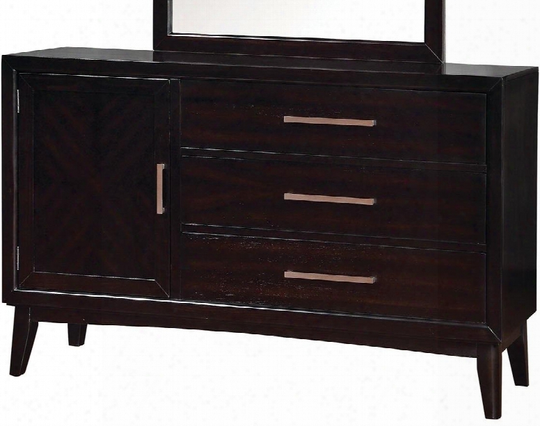 Snyder Collection Cm7792ex-d 58" Dresser With 3 Drawers 1 Door Center Metal Glides Chrome Handles Solid Wood And Wood Veneers Construction In Espresso