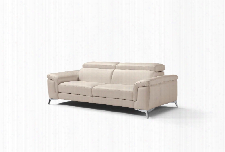 So1422lstau Flavio Sofa 100% Made In Italy Taupe Top Grain Leather 1061 L09s Adjustable Headrest Polished Stainless Steel