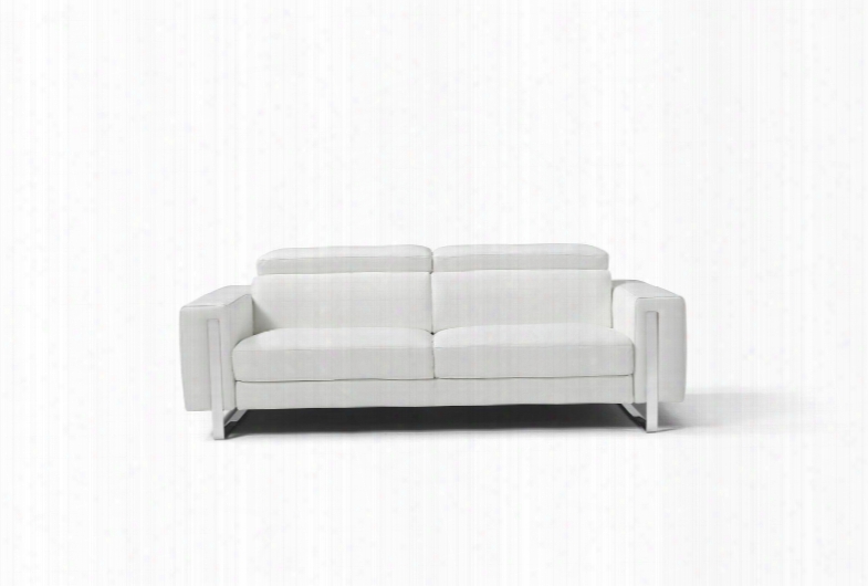 So1423lswht Adriao Sofa 100% Made N Italy White Top Grain Leather 1066 L09s Adjustable Headrest Polished Stainless Steel