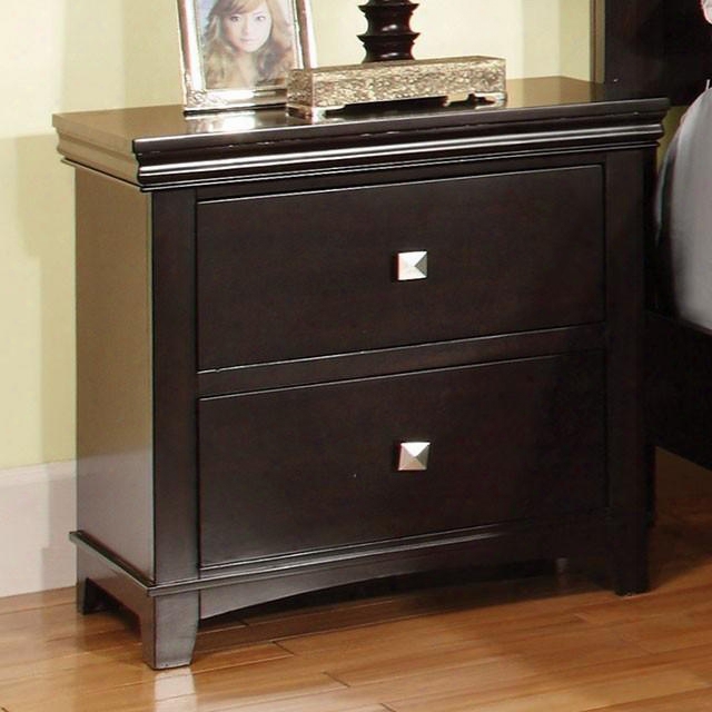 Spruce Collection Cm7113ex-n 24" Nightstand With 2 Drawers Tapered Legs And Brushed Silver Square Pull Knobs In