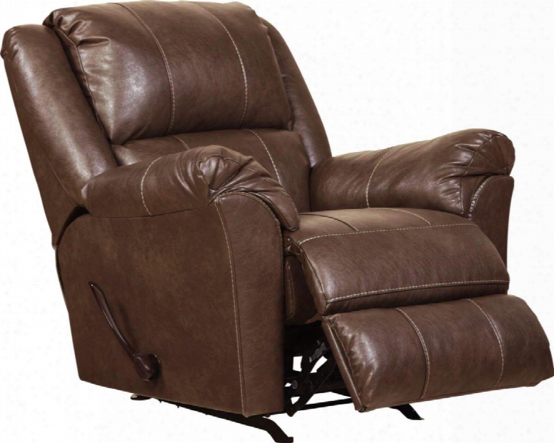 Sullivan Collection 3188-11 1150-89/1250-89 41" Rocker Recliner With Faux Leather Upholstery Saddle Bag Arms And Decorative Double Needle Luggage Stitching In