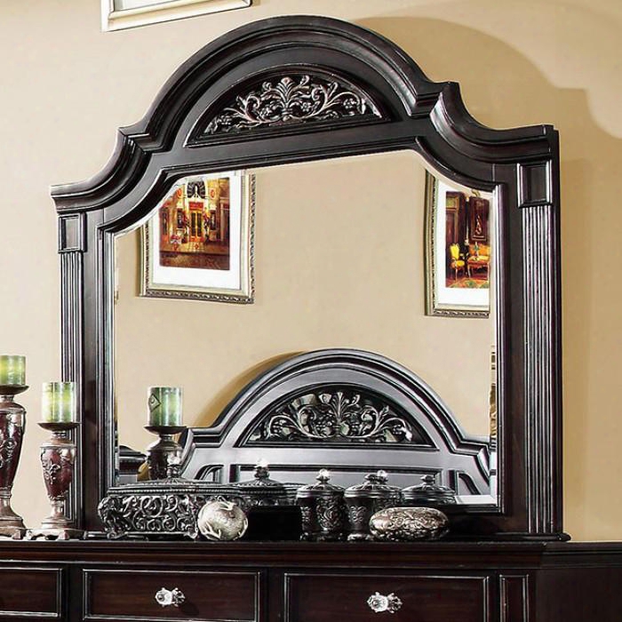 Syracuse Collection Cm7129m 48" X 47" Mirror With Square Shape Floral Design And Wood Frame Construction In Dark Walnut