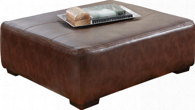 Tucker Collection 4395-28-1152-59/1252-59 48" Cocktail Ottoman With Faux Leather Upholstery Luggage Welt Stitching And Block Feet In