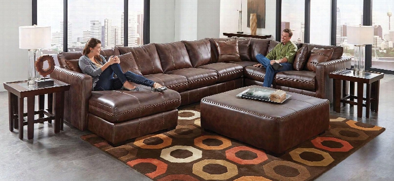 Tucker Collection 4395-75-30-59-42-1152-59/1252-59 166" 4-piece Sectional With Left Arm Facing Chaise Armless Sofa Corner And Right Arm Facing Loveseat In