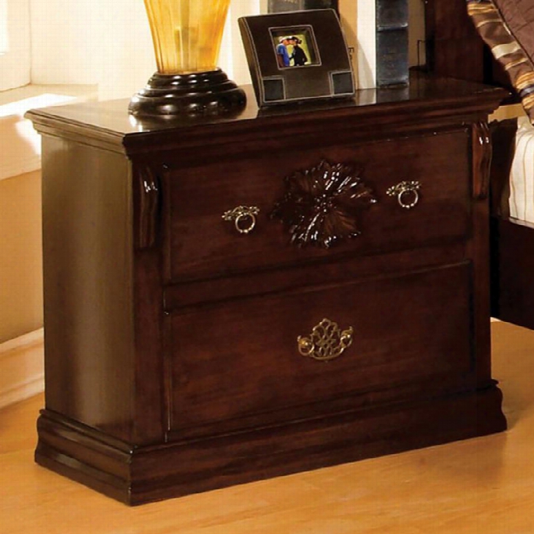 Tuscan Ii Collection Cm7571n 28" Nughtstand With 2 Drawer5 Open Compartmennts Antique Gold Handles Solid Wood And Wood Veneers Construction In Glossy Dark