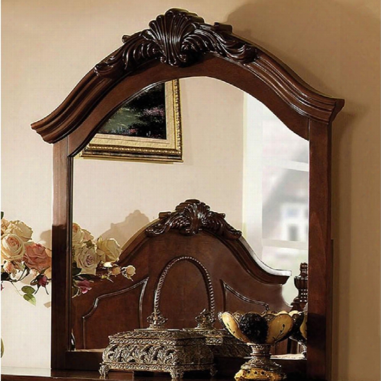 Velda Ii Collection Cm7952m 41" X 42" Mirror With Square Shape Baroque Style And Solid Wood And Wood Venee Rs Frame Construction In Brown Cherry