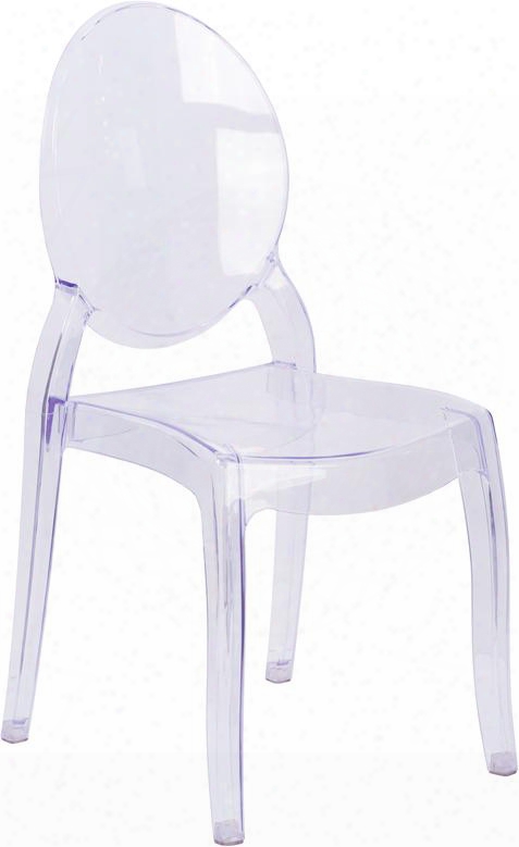 Wh-f1075-gg 37" Large Size Ghost Chair With Fluid Design Protective Plastic Floor Glides And Polycarbonate Molded Structure In Transparent Crystal