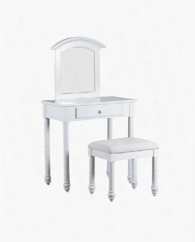 Whitehurst Collection 15a7048 30" Vanity With Turned Feet Arched Top Mirror Stool And One Drawer In