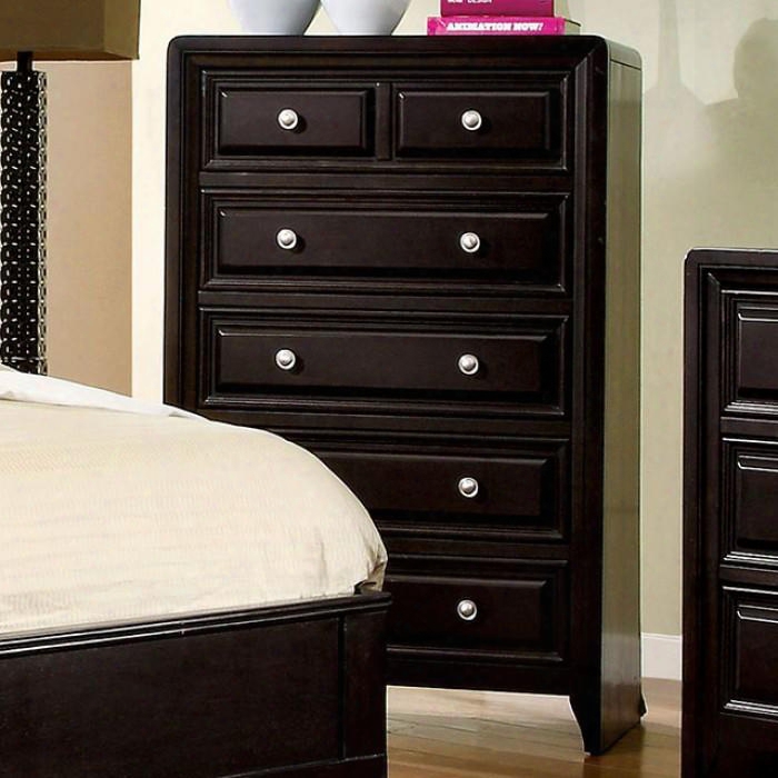 Yorkville Collection Cm7058c 32" Chest With 5 Drawers Metal Hardware Solid Wood And Wood Veneers Construction In Espresso