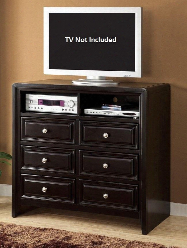 Yorkville Collection Cm7058tv-42 42" Media Chest With 6 Drawers 2 Open Compartments Solid Wood And Wood Veneers Construction In Espresso