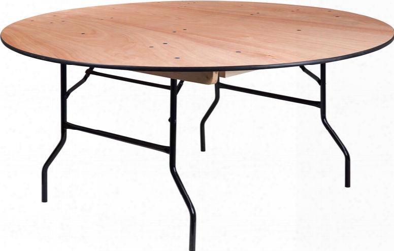 Yt-wrft66-tbl-gg 66" Folding Banquet Table With 18 Gauge Steel Legs Protective Floor Caps Black Powder Coated Wishbone Legs Andd Clear Coateed Top In Natural