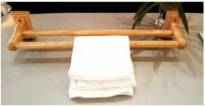 Ab5505 24" Double Rack Towel Bar Bathroom Accessory With Rubber Wood In Natural