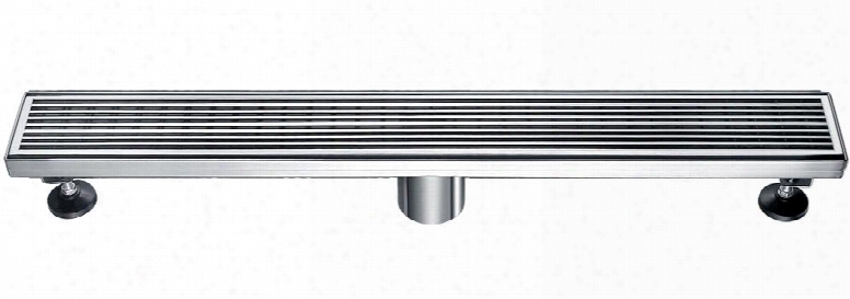 Abld24-d 24" Long Modern Linea Shower Drain With Groove Lines Stainless Steel 2 Drain And Contemporary Design In Stainless