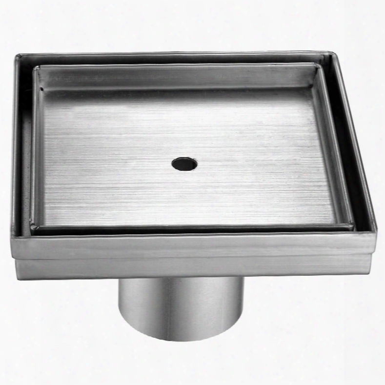 Absd55a 5.25" Modern Square Shower Drain With Stainless Steel 2 Drain And Contemporary Design In Stainless