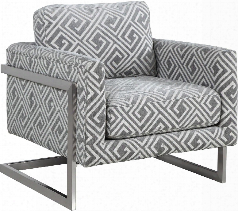 Accent Seating Collection 902786 31" Accent Chair With Floating Back Track Arms Chrome Metal Legs And Fabric Upholstery In Birch