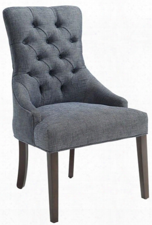 Accent Seatinb Collection 902912 39" Accent Chair With Button Tufted Back Cushion No-sag Spring Cappuccino Tapered Legs And Fabric Upholstery In Indigo