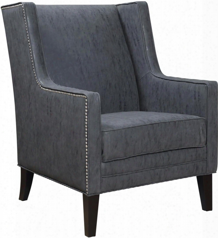 Accent Seating Collection 902988 41" Accent Chair With Wingback Design Nailhead Trim Cappuccino Tapered Legs And Fabric Upholstery In Dark Charcoal
