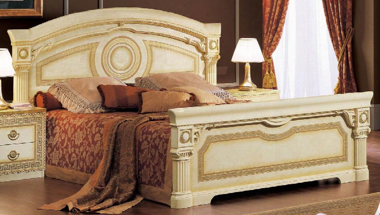 Aida Collection I418 84" Queen Size Bed In Ivory And