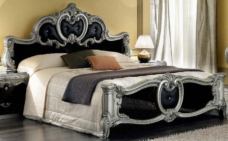 Barocco Collection Baroccobedk.s.black 89" King Size Bed In Black And