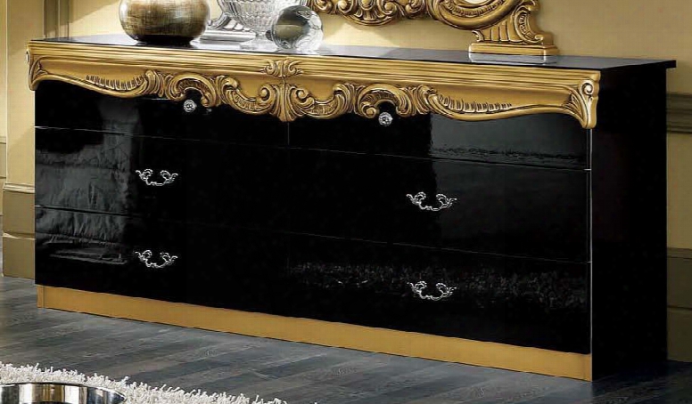 Barocco Collection I3078 68" Double Dresser In Black And