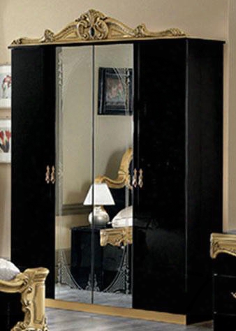 Barocco Collection I3084 70" 4-door Wardrobe In Black And