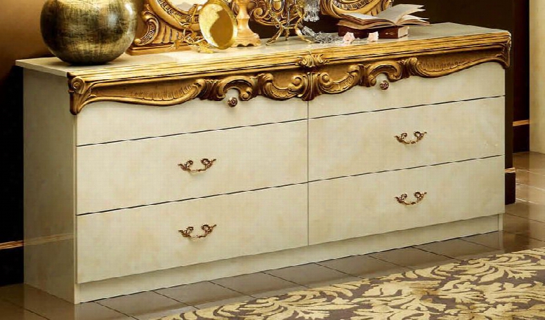 Barocco Collection I3850 50" Double Dresser In Ivory And