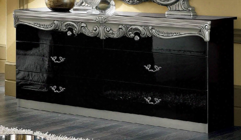Barocco Collection I922 68" Double Dresser In Black And