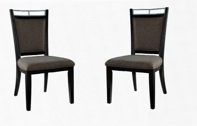 Caden Collection 14d7017scx Set Of (2)40" Side Chairs With Cushioned Seat Fabric Upholstery And Curved Legs In Burnt