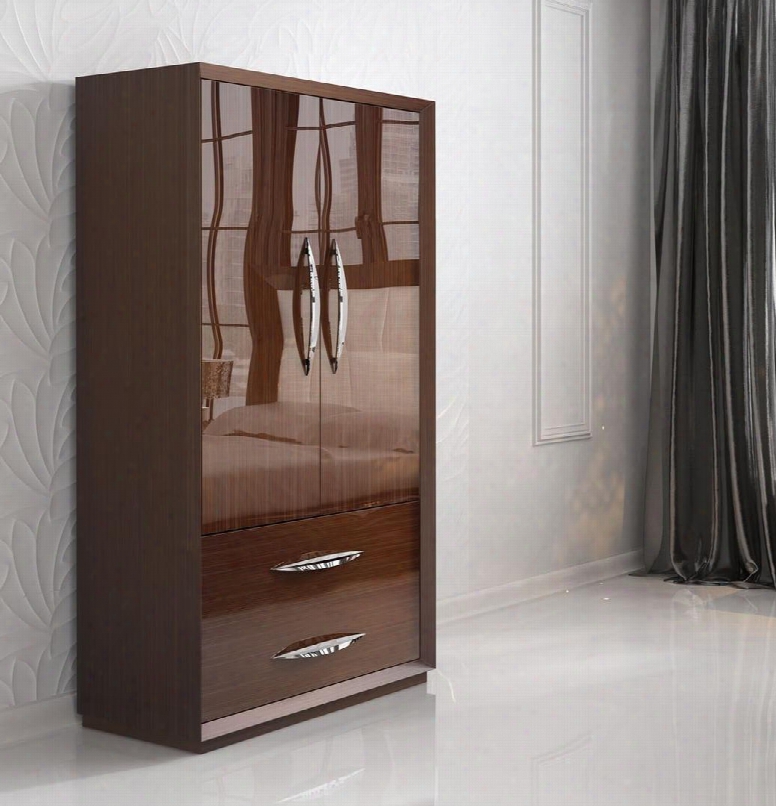 Carmen Collection I11324 40" Wardrobe With 2 Drawers 2 Doors Self-closing Mechanism Silver Metal Hardware And Wood Construction In White