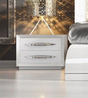 Carmen Collection I11608 24" Nightstand With 2 Drawers Self-closing Mechanism Silver Metal Hardware And Wood Construction In White