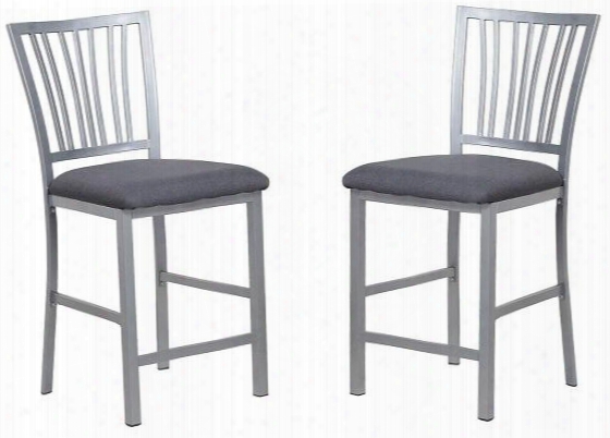 Delgado Collection 15d8149csx 40" (set Of 2) Reckoner Stool With Plush Seat And Sturdy Metal Frame In Silver Powder Coat
