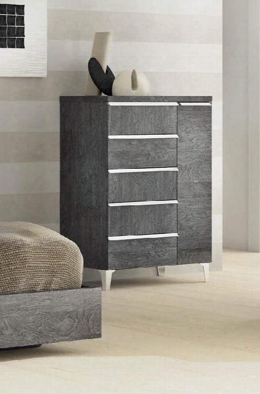 Elite Collection I11182 39" Chest With 5 Drawers 1 Door Tapered Metal Legs And Wood