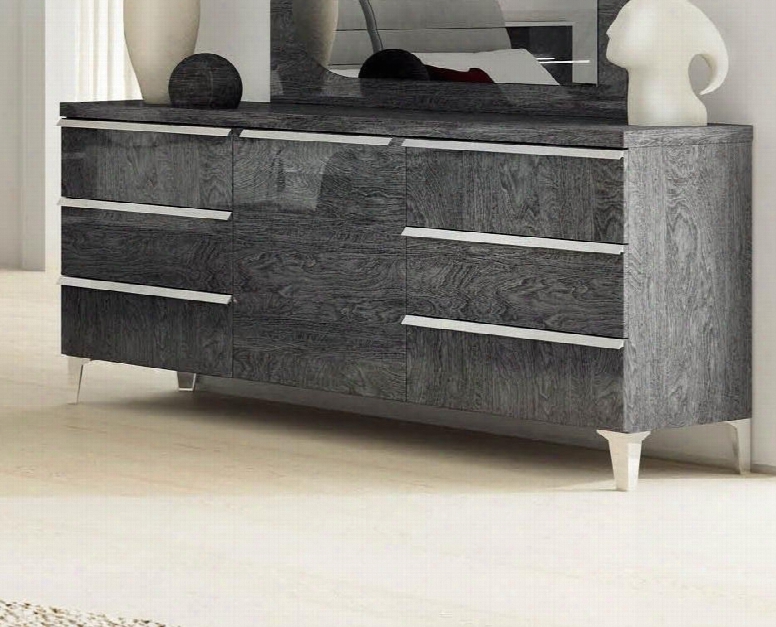 Elite Collection I11183 67" Double Dresser With 6 Drawers 1 Doo Rtapered Metal Legs And Wood