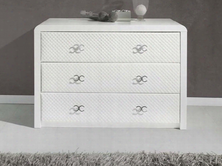 Emily Collection I17508 43&quo; Dresser With 3 Self Closing Drawers And Silver Metal