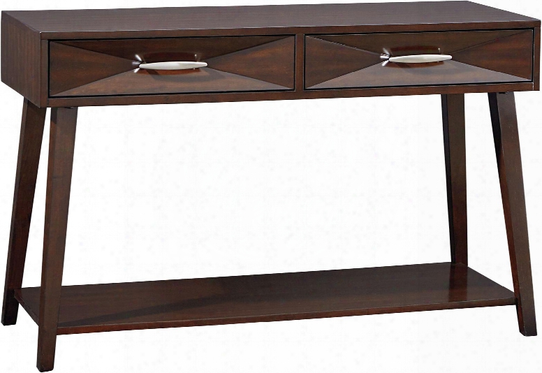 Forsythe Collection 20066 48" Console Table With 2 Drawers Sleek Silver Bar Pulls Bottom Shelf And Tapered Splayed Legs In Dark