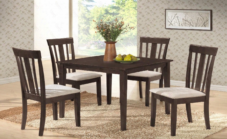 G0037tc 5 Pc Dining Room Set With 36" Dining Table + 4 Side Chairs In Wenge