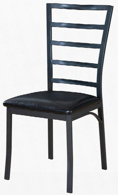 G0060-c 38" Side Chair With Padded Seat Ladder Back And Metal Construction In Gun Metal